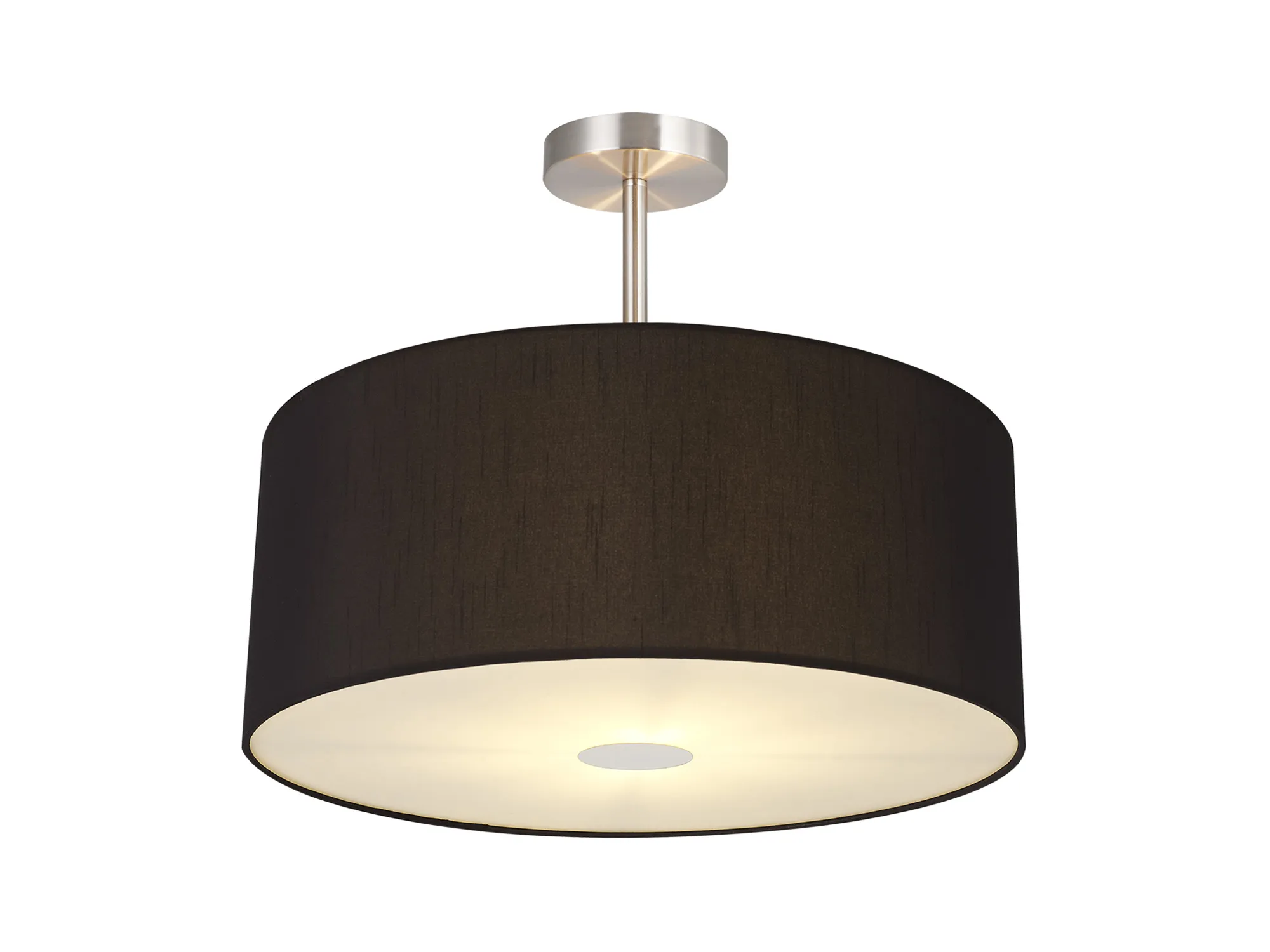 Baymont 50cm Semi Flush 3 Light Satin Nickel, Black, Frosted Diffuser